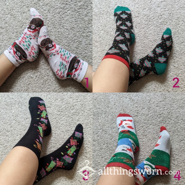 Used Assorted Novelty Christmas Quarter/Anklet Socks 🎄🎁