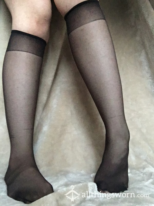 Used Black Knee High Stockings - 1 Pair
