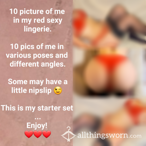 10 Hot Pics, In My Sexy Red Lingerie, With Nip Slip 😘😍💋