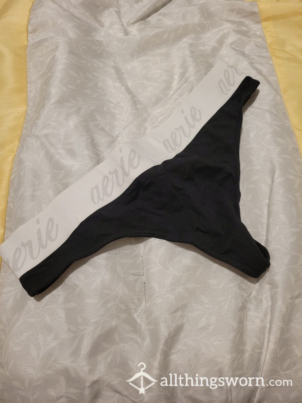 2-Day Wear, Size L, Black Aerie Thong