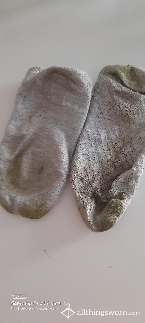 2 Odd Trainer Socks, Grass Stained And Dirty
