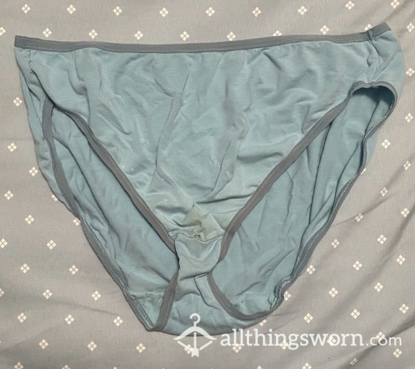 $20 Light Blue, Old, Stained Granny Panties