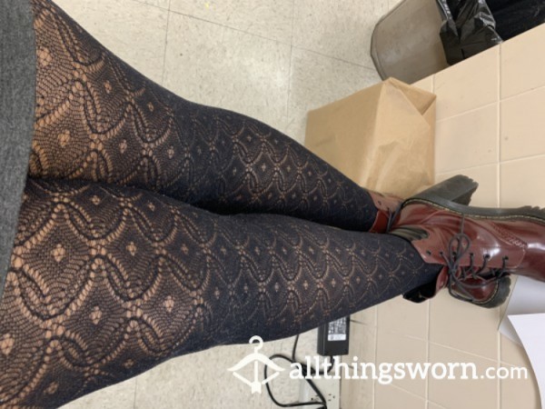 SOLD! 24-Hour Tights, Black Lace Design Fishnets In Large Or Queen Size 👑