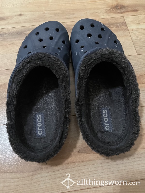 3 Year Old Fur Lined Navy Blue Crocs