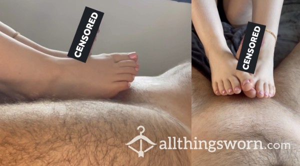 🎥 4:47 Split Screen Amateur Pink Toes Footjob With Cumshots! My Best Content Yet 💝