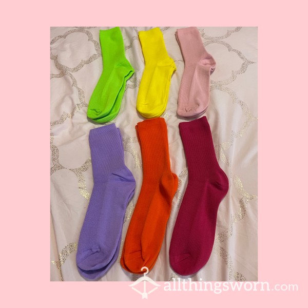6 Different Colors!!! Solid Crew Socks