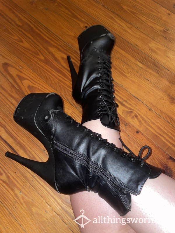 7 Inch Pleaser Stripper Heels Leather Boots
