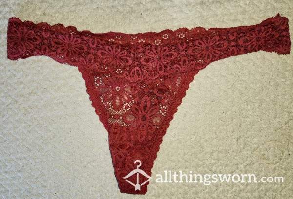 All Over Lace Burnt Orange Thong- CLEARANCE