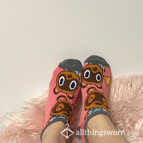 Animal Crossing Pink Ankle Socks