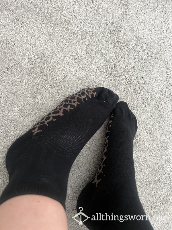 Animal Print Black Worn Socks