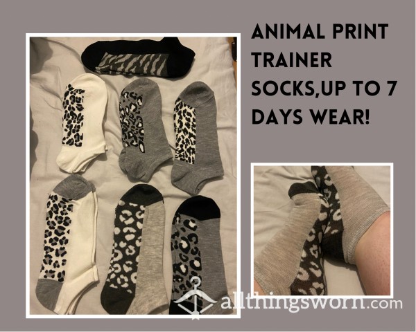 Animal Print Trainer Socks