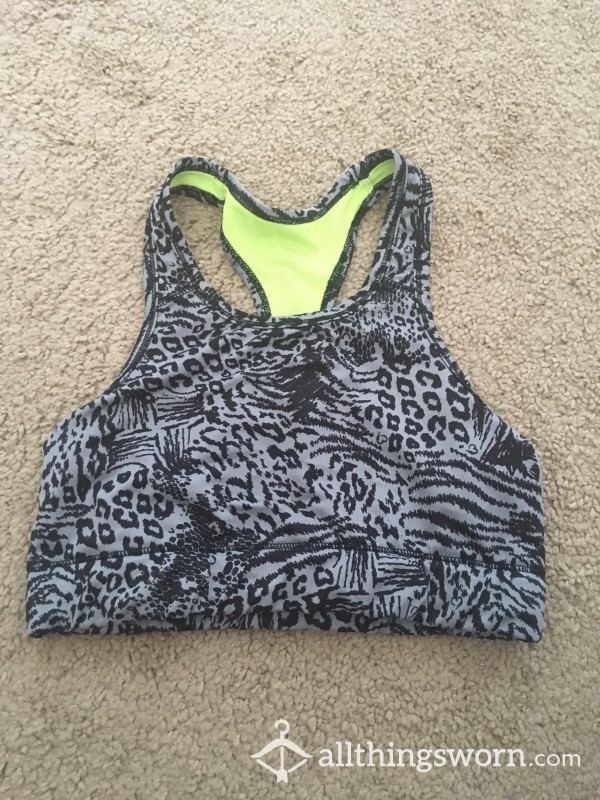 Animal Printed Sports Bra With Neon Inside