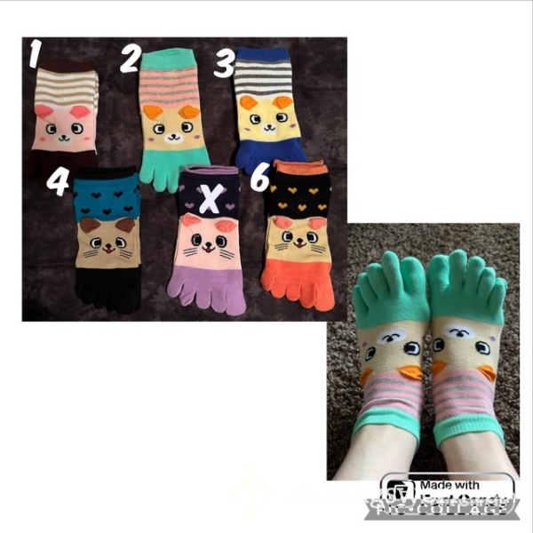 Animal Toe Socks - Bears And Cats - Large Feet Size US11