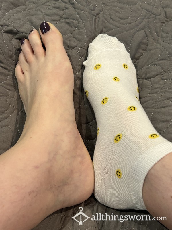 Ankle Socks With Yellow Smiley Faces