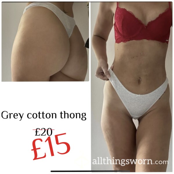 Basic Grey Cotton Thong