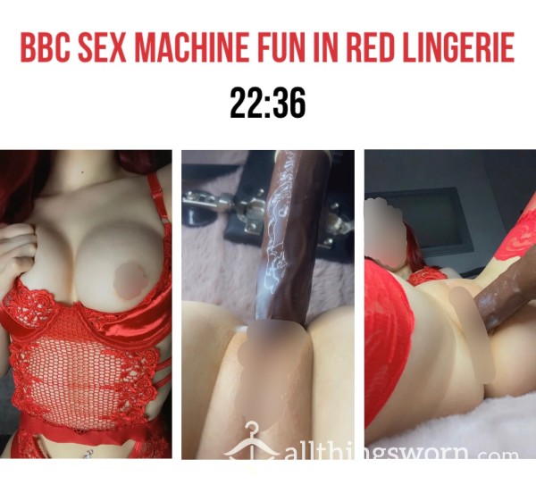 BBC Sex Machine Fun In Red Lingerie❣️