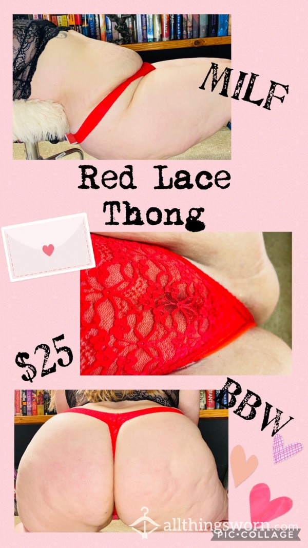 READY FOR SHIPPING 3-day Wear!! BBW MILF In 🔥Sexy🔥 Red Lace Thong