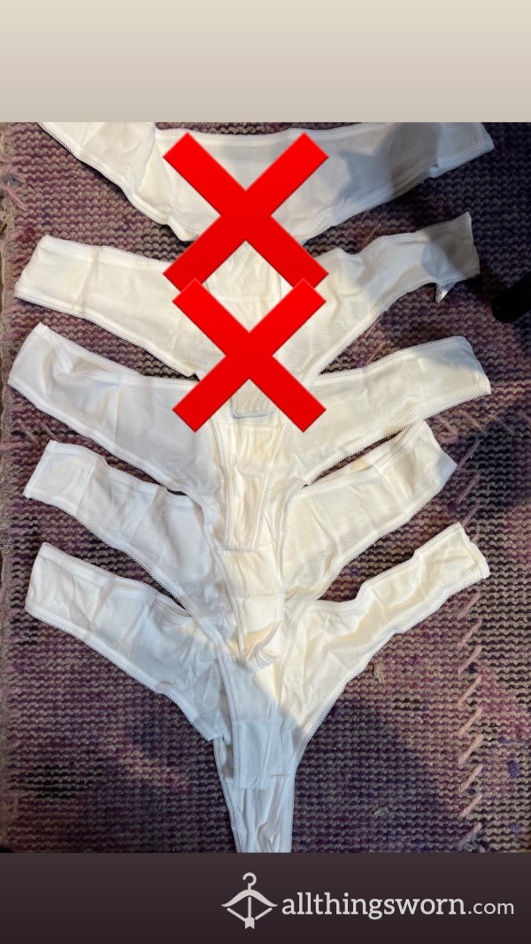 Bbw White Cotton Thong Size 18/20