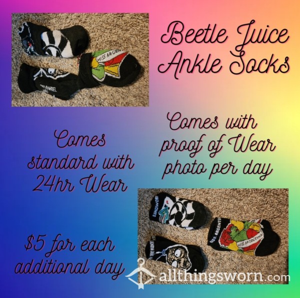 Beetlejuice Themed Ankle Socks