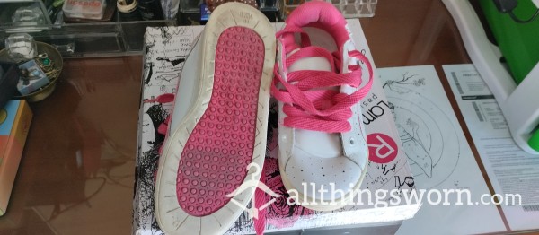Bershka White And Pink Sneakers