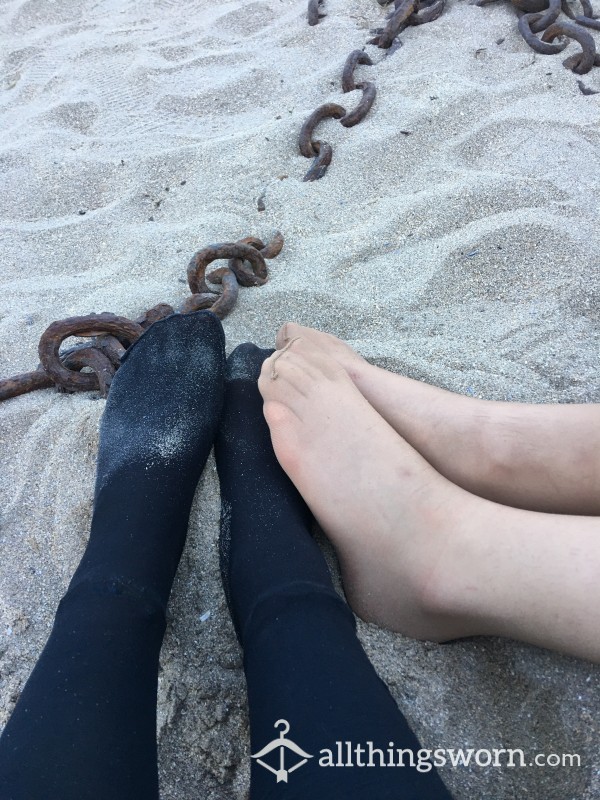 Best Friend Nylon Tights On The Beach 😈💦🦶🏼