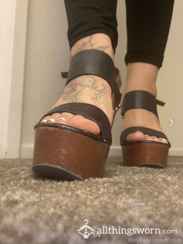 Black And Brown Wedges Leather