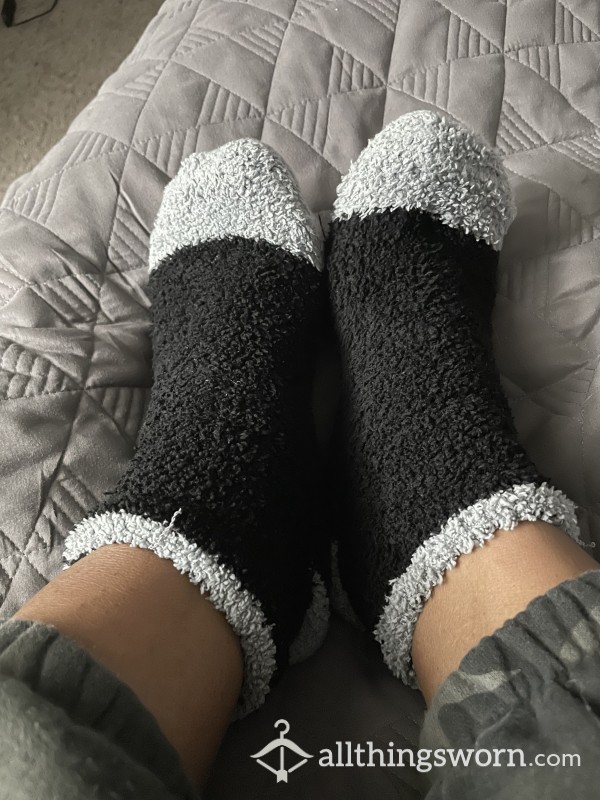 Black And Gray Fuzzy Socks