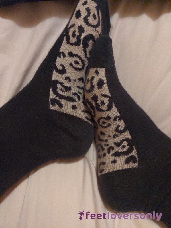 Black And White Leopard Print Socks
