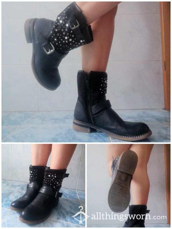 Black Boots With Studs-7 Years Old Boots