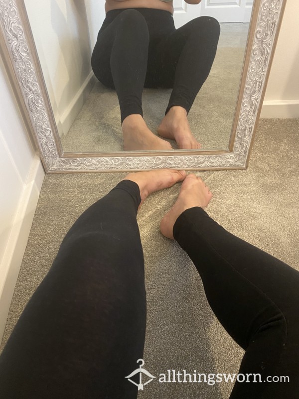 Black Cotton Leggings - 2 Days Of Wear With NO Panties😍