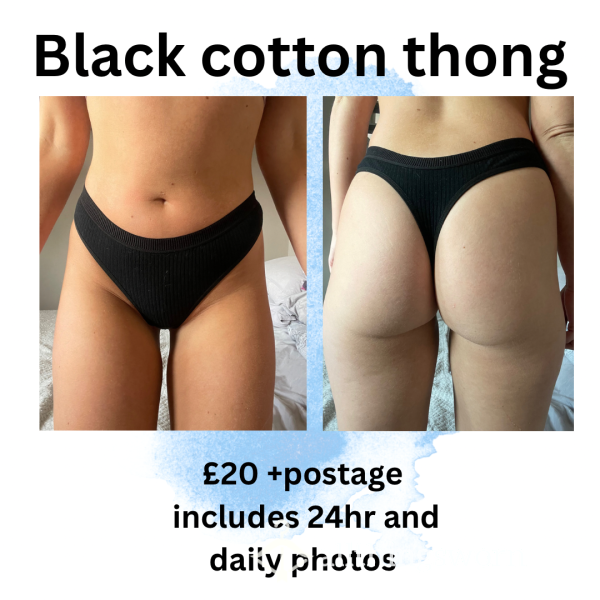 Black Cotton Thong