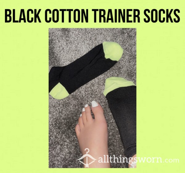 Black Cotton Trainer Socks💚