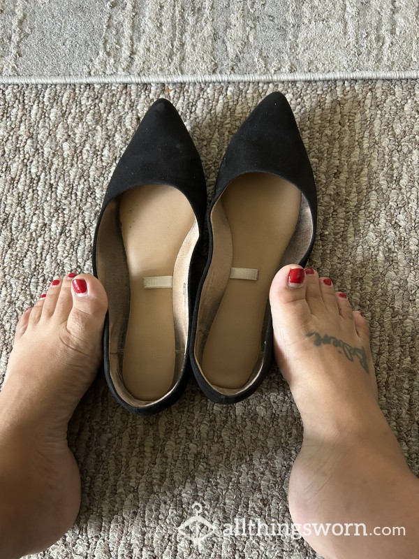 Black Flats Used For Work Size 9