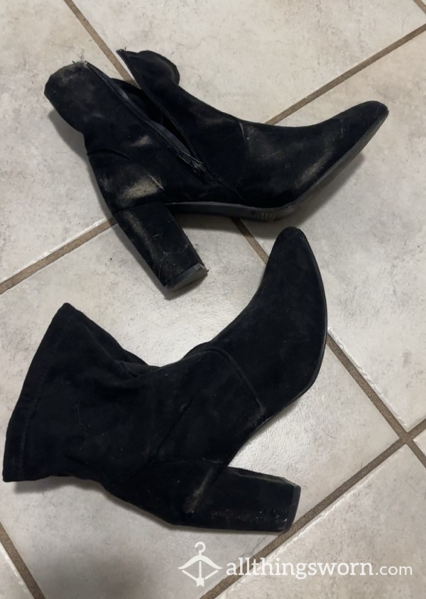 Black High Heel Boots - Well Worn