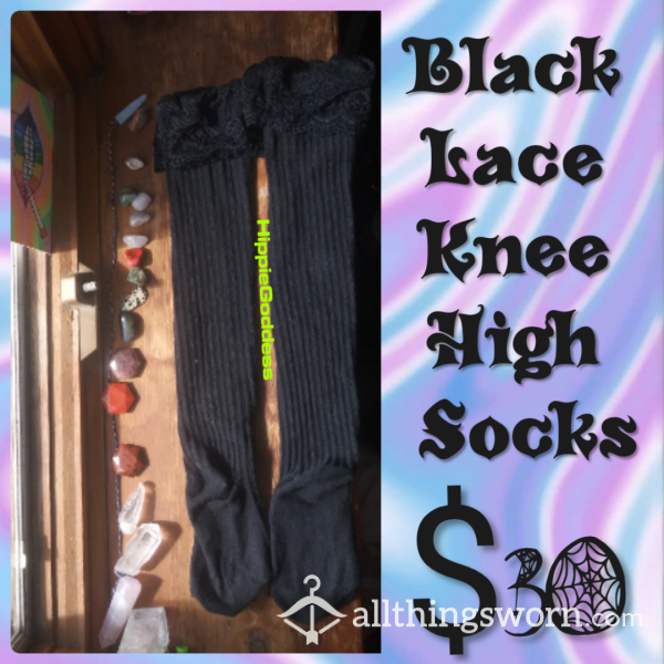 ✨🖤Black Lace Knee High Socks 24 Hour Wear🖤✨