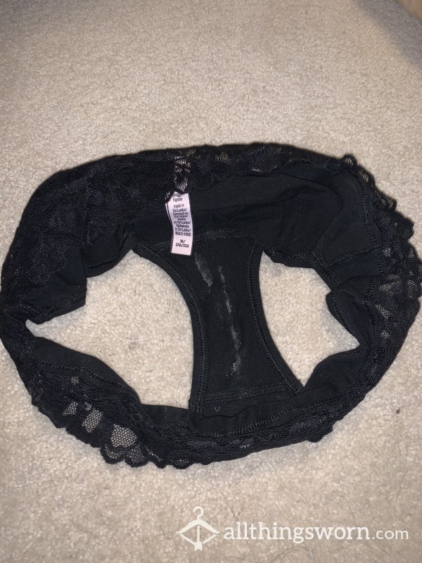 Black Lace Soaked In Cum