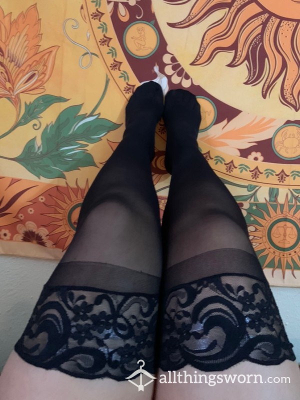 Black Lacey Thigh Highs