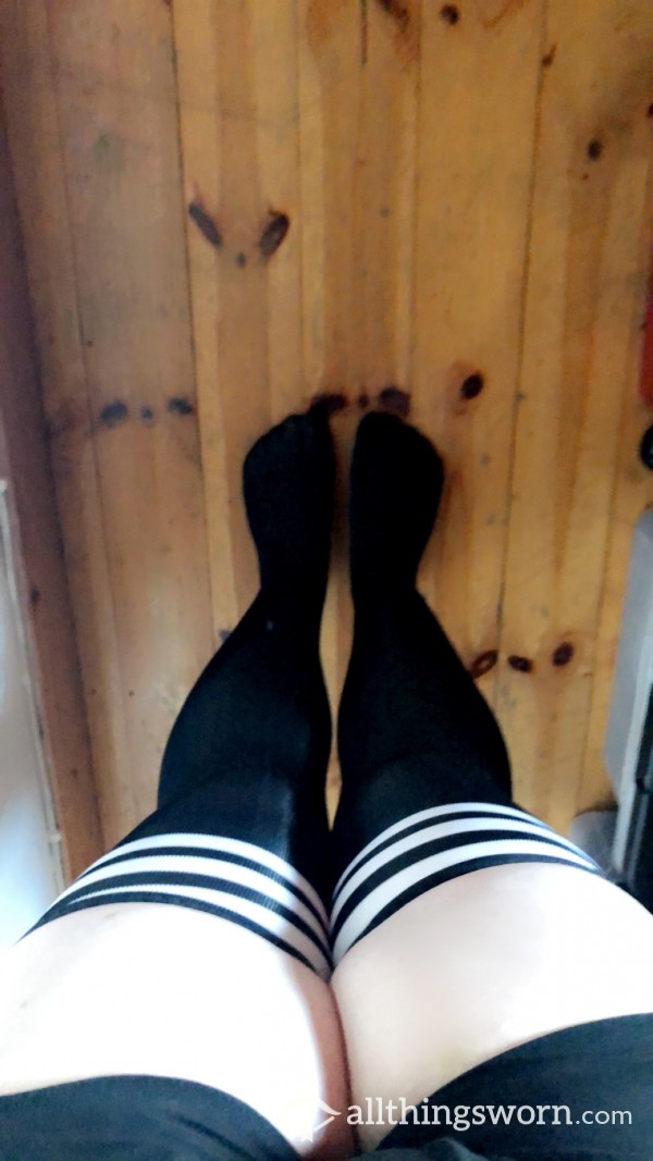 Black Over The Knee Socks Striped