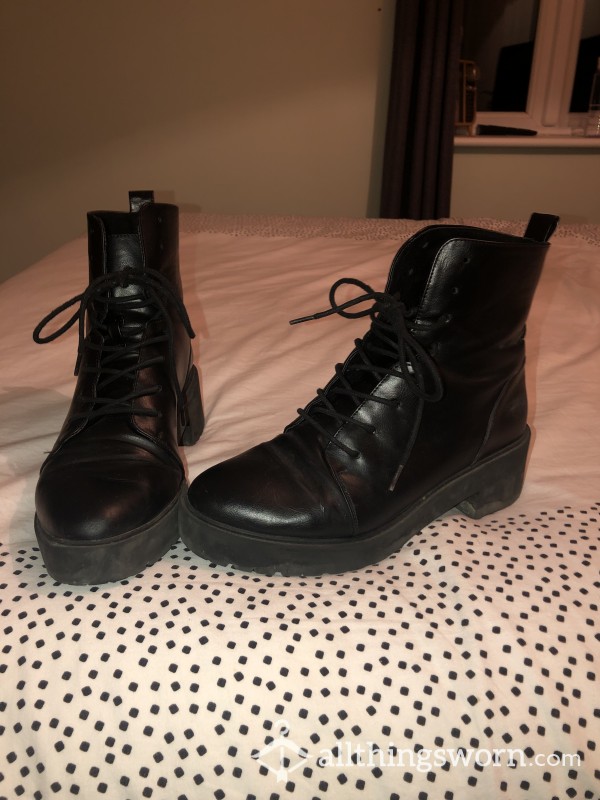 Black Patent Heeled Boots