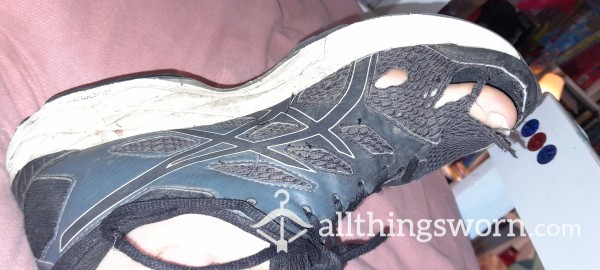 Black Running Shoes Used For 13 Months No Socks Worn When Used