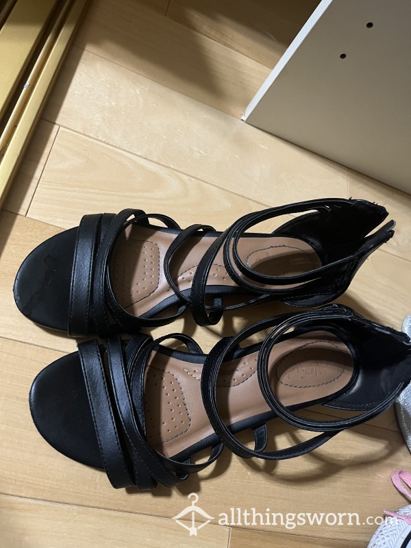 Black Sandals With A Slight Heel