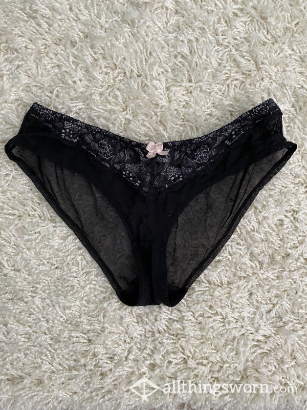 Black Sheer Full Back Panties Size 12-14