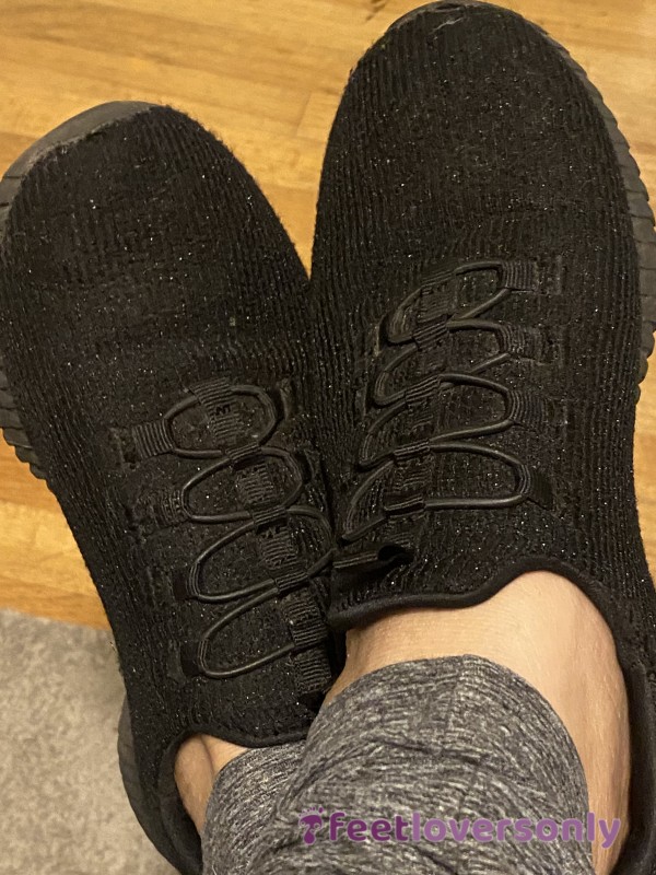 Black Sneakers. Used For Running, Hiking,  Walking, Everyday Wear So They’re Extra Smelly For Your Enjoyment