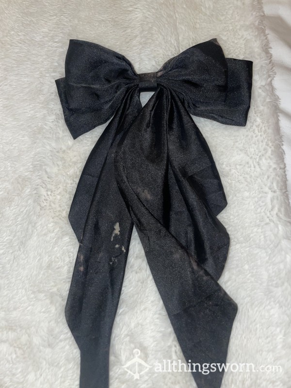Black Stained Silky Hair Bow