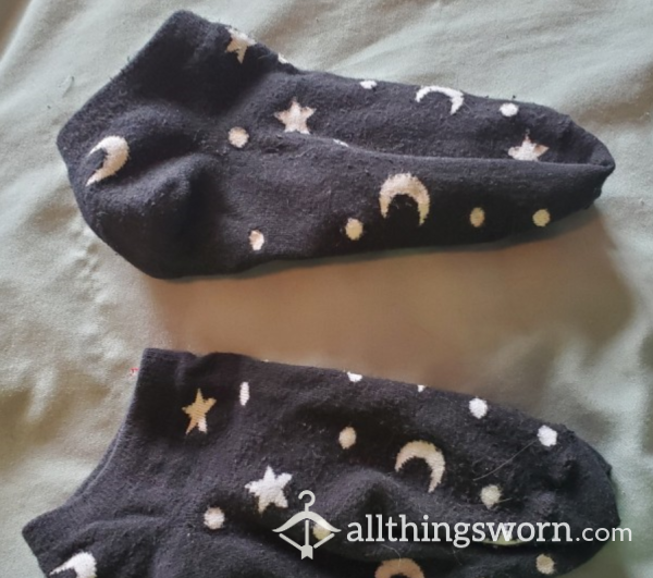 Black Starry Print Ankle Socks