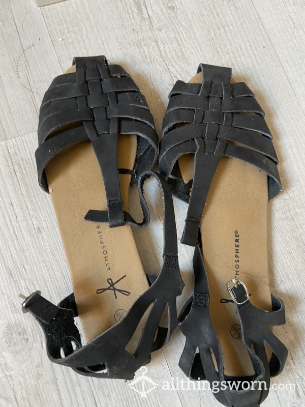Black Strappy Gladiator Sandals