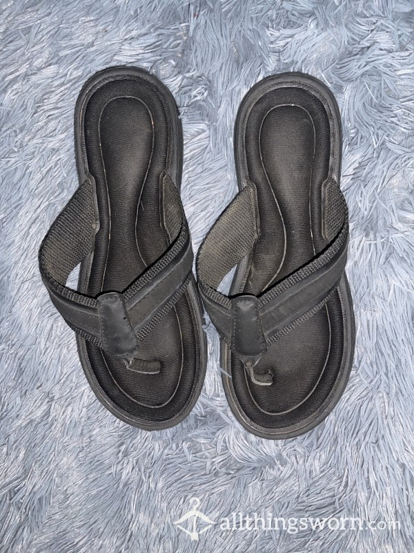 Black Thong Sandals (Padded) Well-Worn