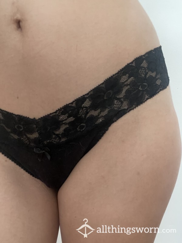 Black Thongs With Lace