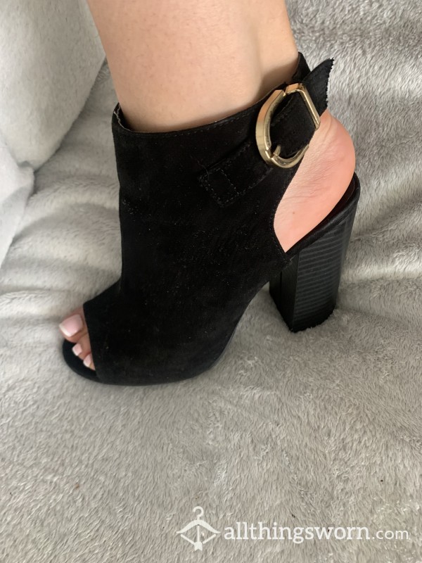 Black Toe And Heel Cut Out Heels
