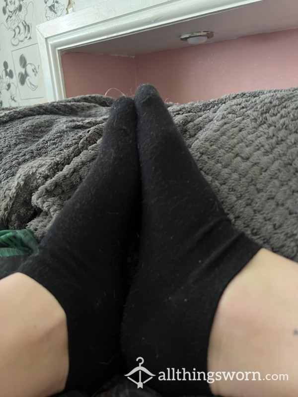 Black Trainer Socks, Worn For 3 Days - Worn On A Live KIkk Exclusive Video With 2 Other Premium Girls